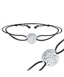 Round Carved Silver Bracelet BRS-669